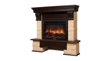Портал Firelight Forte 25U (угловой) камень бежевый, шпон темный дуб