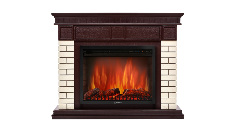 Портал Firelight Bricks 30U (угловой) камень бежевый, шпон темный дуб