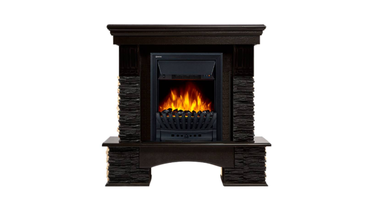 Портал Firelight Pietra Nuovo Classic камень сланец чёрный, шпон венге