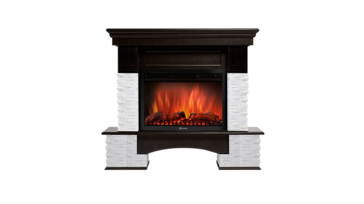 Портал Firelight Pietra Nuovo 25 камень сланец белый, шпон темный дуб