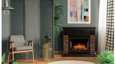 Портал Firelight Bricks Wood 30 камень коричневый, шпон темный дуб
