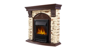 Портал Firelight Torre Classic камень сланец натуральный, шпон темный дуб