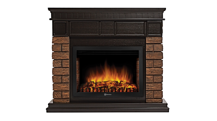 Портал Firelight Bricks Wood 25 камень темный, шпон венге